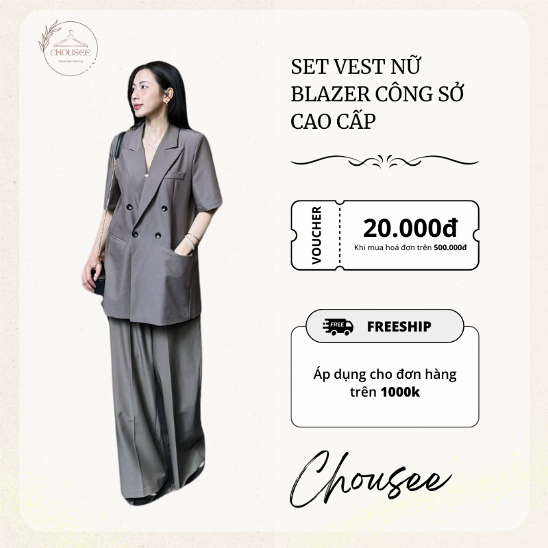 Set đồ bộ nữ đẹp kiểu vest thanh lịch cho nữ công sở